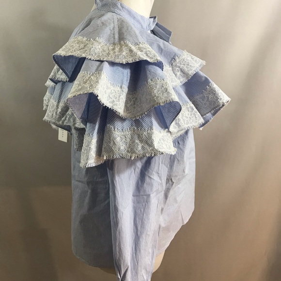 SOLD Veronica Beard Ruffle One-Shoulder Blouse - Picture 4 of 6